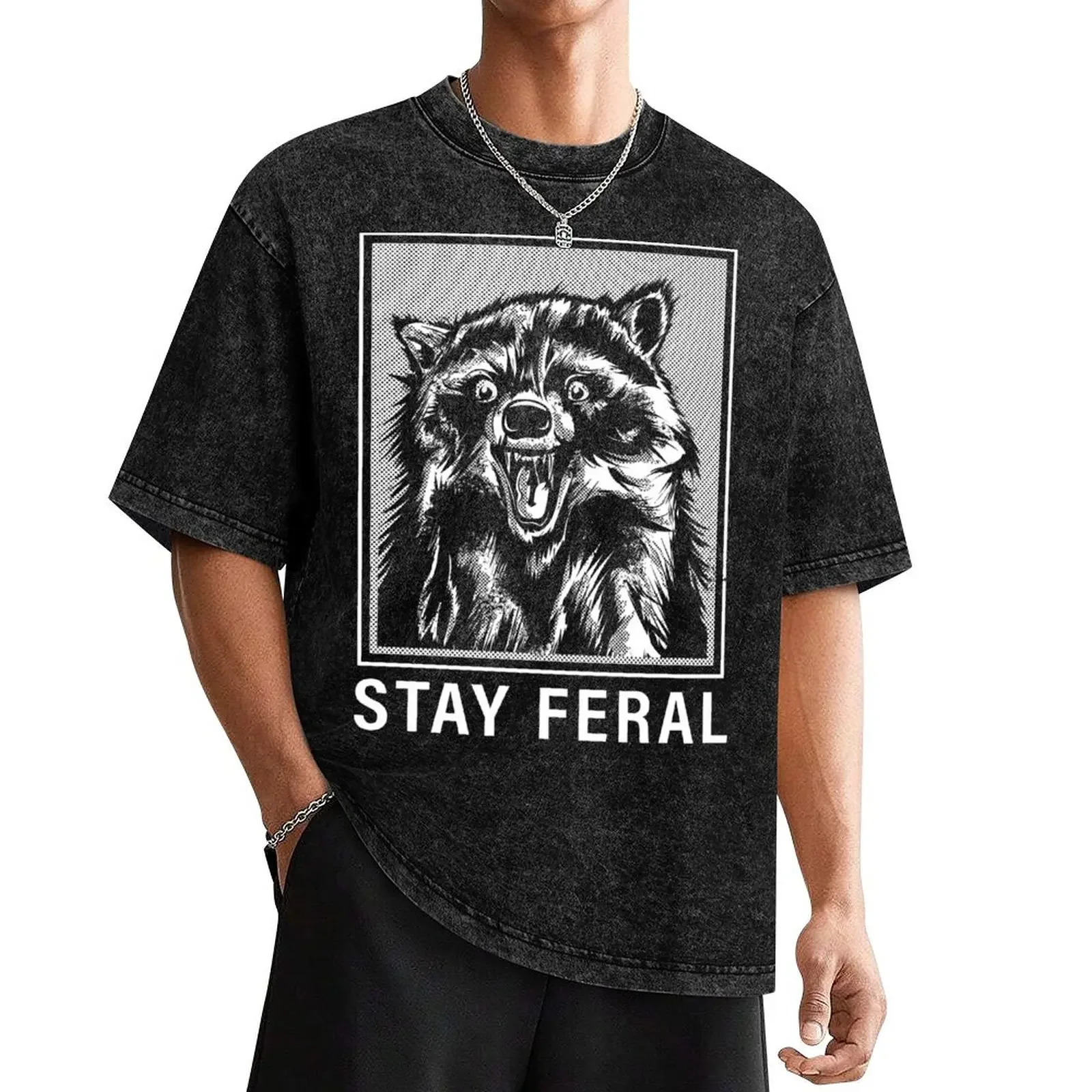 

Stay Feral - Raccoon T-Shirt graphic t shirt vintage custom shirt plus size tops mens white t shirts