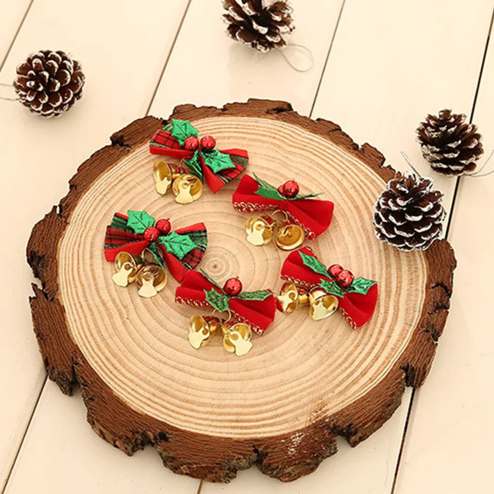 

6Pcs Christmas Bow-Knot Hanging Pendant Decorative Ornaments for Tree Garland Fireplace Door Window Party Supplies