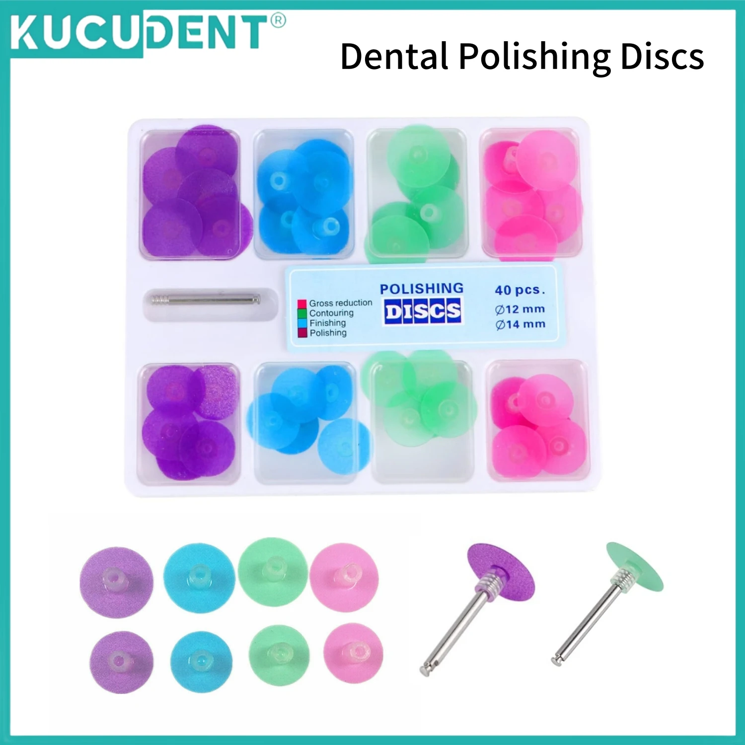 

40Pcs/Box Dental Polishing Discs Kit Colour Reduction Contouring Mandrel Stripes Set Dentistry Materials Teeth Whitening Tools