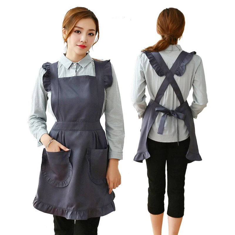 

Beauty Salon Beautician Work Clothes Apron Korean Female Supermarket Apron Pet Shop Florist Lace Dog Cat Grooming (Free Size)