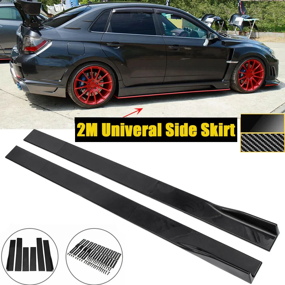 

78.7" Side Skirt Extension Kit Universal For Subaru WRX STi 2000-2024 Apron Splitters Lip Winglet Car Tuning Accessories