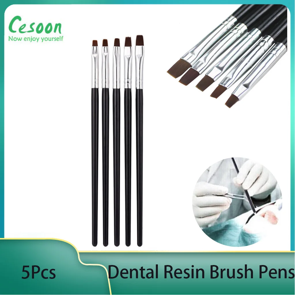 5 Pcs Dental Resin Brush Pens Shaping Silicone Adhesive Composite Porcelain Teeth Portable Whitening Care Dentistry Lab Tools