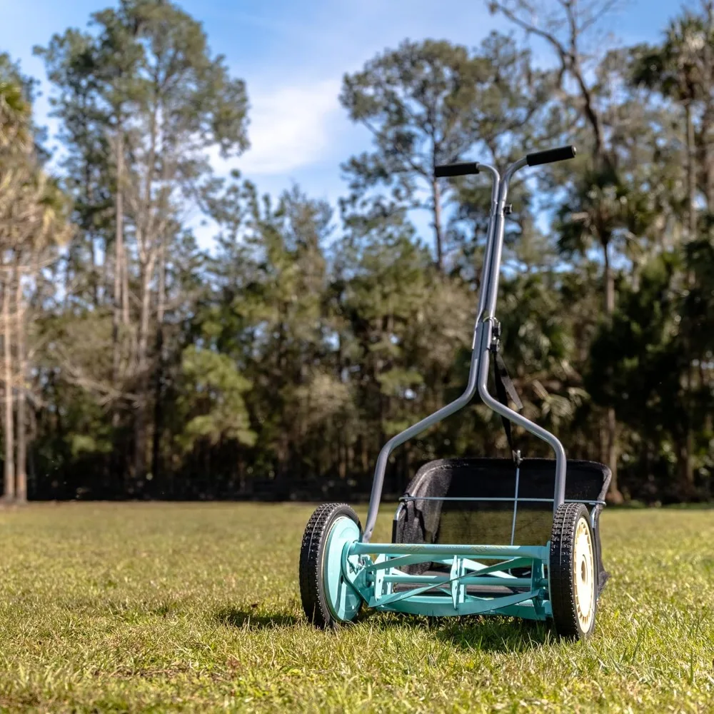 1304-14GC 14-Inch 5-Blade Push Reel Lawn Mower with Grass Catcher, Mint