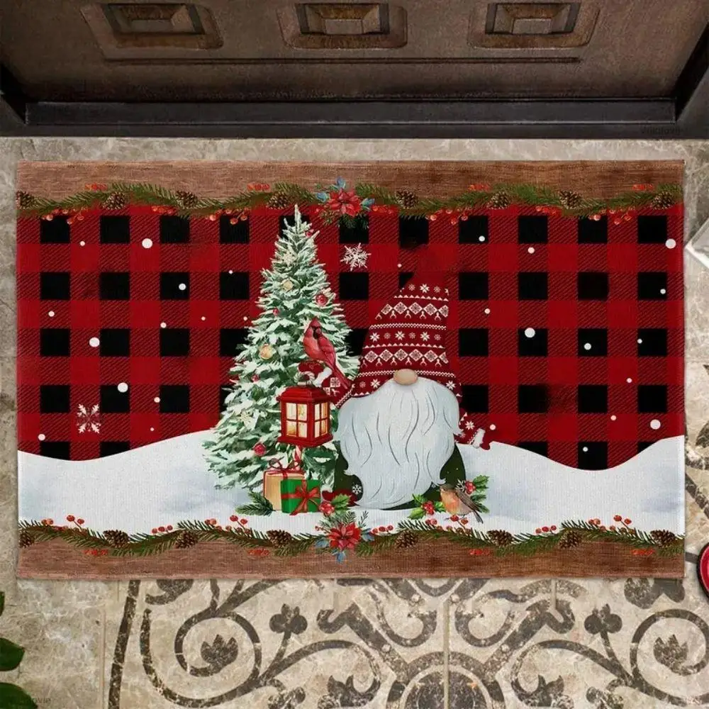 

VIKAMA Christmas Gnome Doormat Easy-Care And Durable Entrance Hall Doormat Bathroom Carpet Christmas Party Home Decor