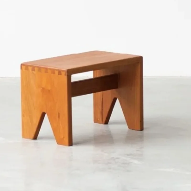 Swallowtail Stool Wood Black Walnut Mortise Tenon Shoe Changing Stool Hallway Ottoman Retro Shoe Changing Stool  vanity chair