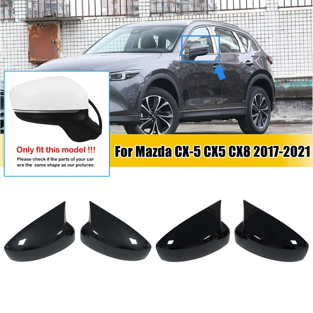 For Mazda CX-5 CX5 CX8 2017 2018 2019 2020 2021 ABS Car Rearview Side Mirror Cover Wing Cap Exterior Door Trim Adhesive Sticker