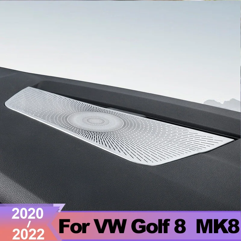 Stainless Steel Car Dashboard Audio Speaker Cover Trim Sticker For Volkswagen VW Golf 8 MK8 2020 2021 2022 2023 GTI Accessories