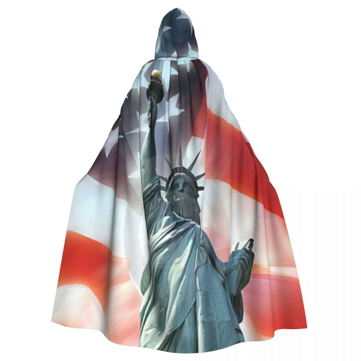 Statue Of Liberty Hooded Cloak Halloween Party Cosplay Woman Men Adult Long Witchcraft Robe Hood