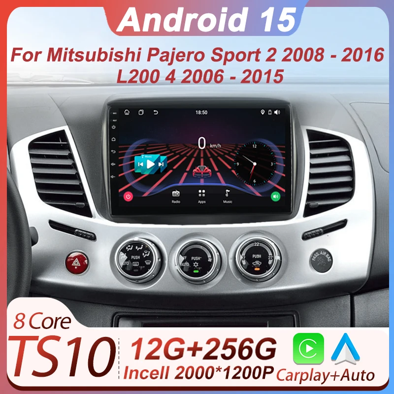 

9-дюймовый Android 15 для Mitsubishi Pajero Sport 2 2008-2016 L200 4 2006-2015 Автоэкран Carplay Автомобильное радио GPS-навигация Wi-Fi