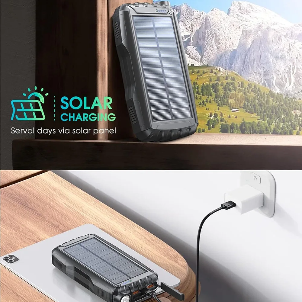 Imagem -03 - Banco de Energia Solar ao ar Livre com Painel Led Luz Bateria Externa Usb Carga Rápida 42800mah Apto para Iphone Xiaomi Huawei