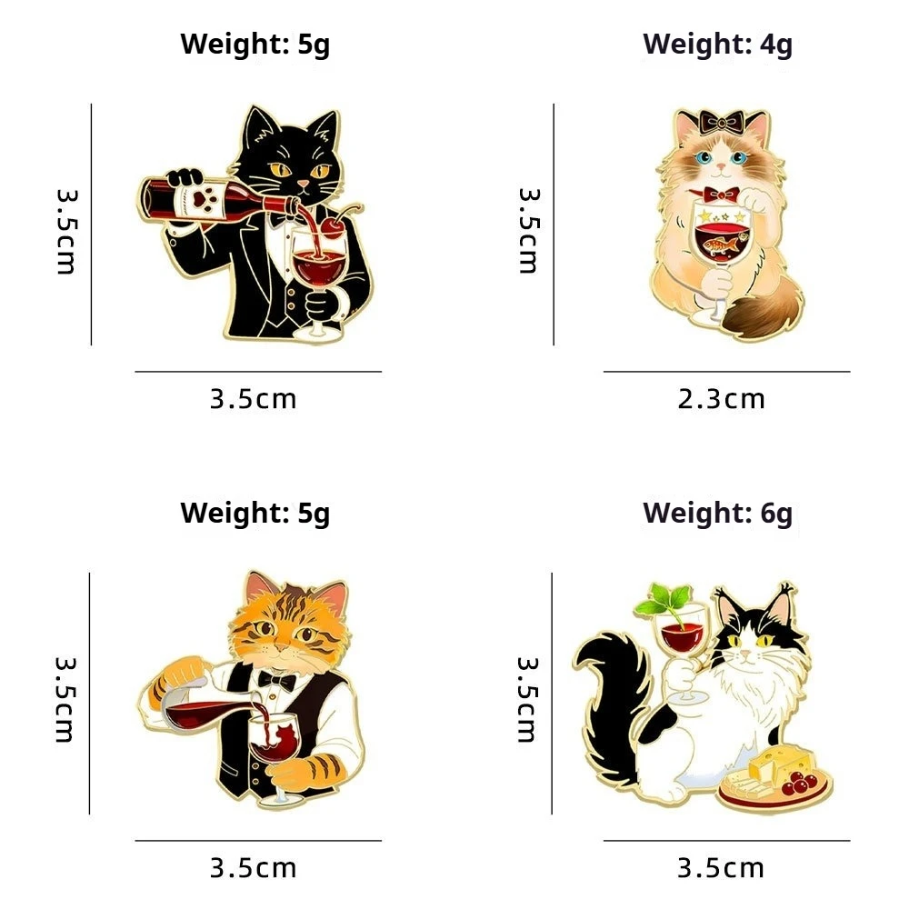 Bartender Cat Brooch - Cute Animal Wine Series Metal Brooch - Unique Fashion Accessories for Clothing, Bags, and More view 3