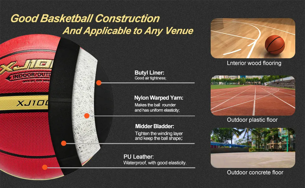 Basquete fundido original XJ1000 tamanho 6, 7 basquete resistente ao desgaste para treinamento interno/externo