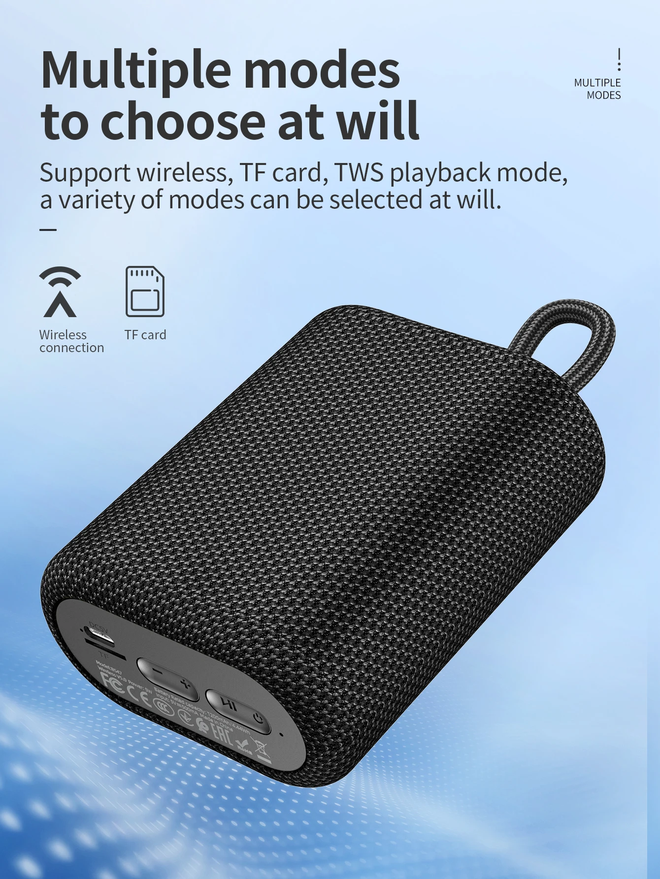 HOCO BS47 Sports Bluetooth Speakers Mini Portable Waterproof Outdoor Cycling Audio Bass Stereo Loudspeaker Support TF Card FM