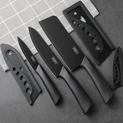 Kitchen knife set, including cleaver, chef's knife, and fruit knife, with knife block, suitable for peeling meat and vegetables