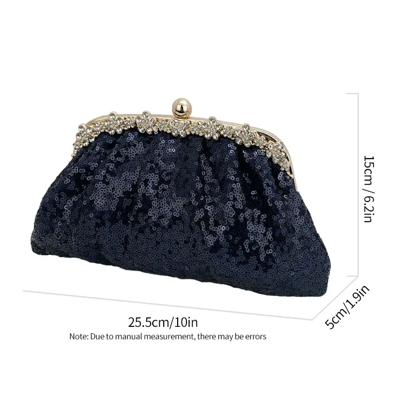 2024 New Women's Dinner Bag Fashion High Quality Sequins Celebrity Handheld Bag High Sense Party Mini Women's Chain Bag