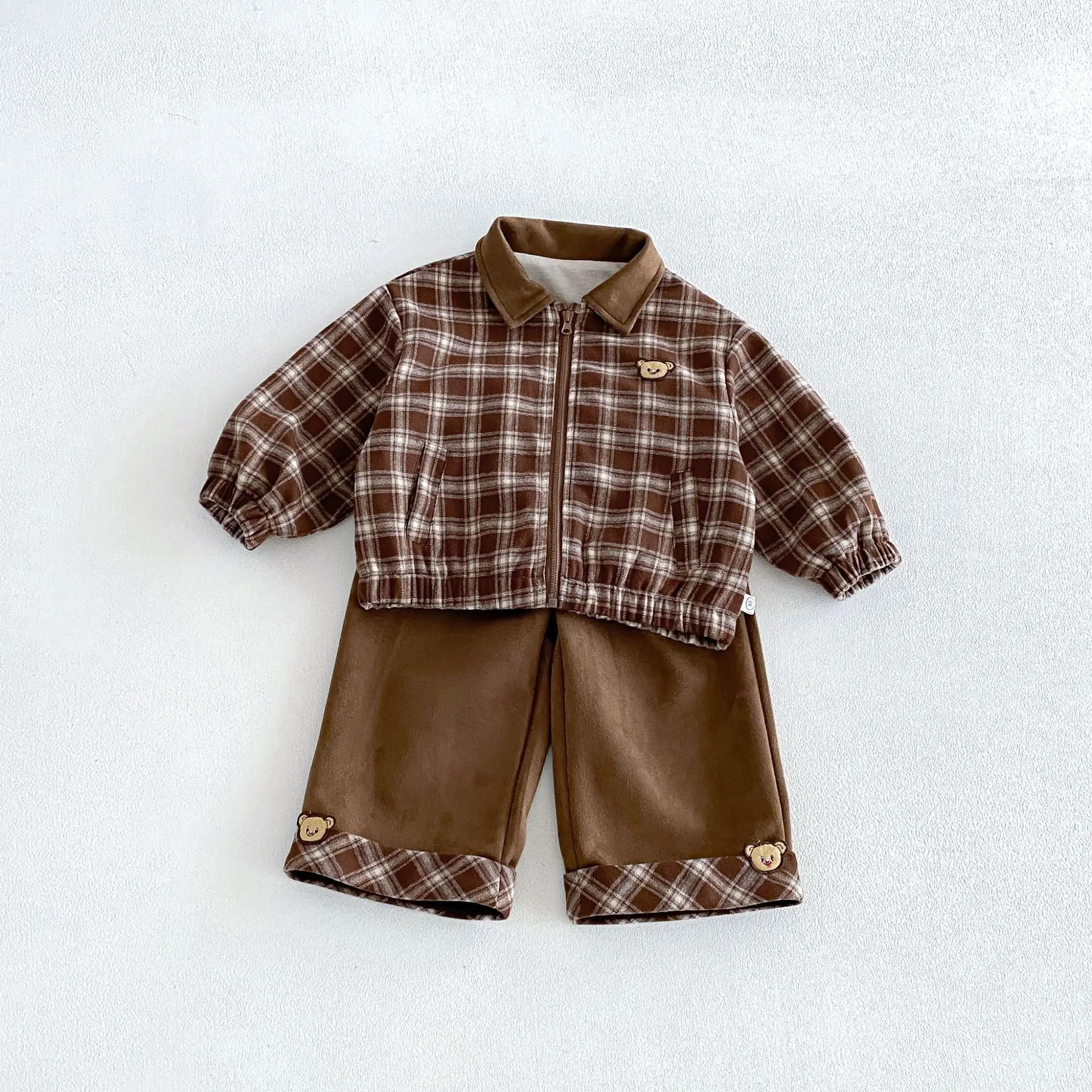 2026 New Autumn Girls Preppy Plaid Lapel Jacket | Toddler Baby Girl Collar Checkered Top Kids Casual Fall Outwear Coat