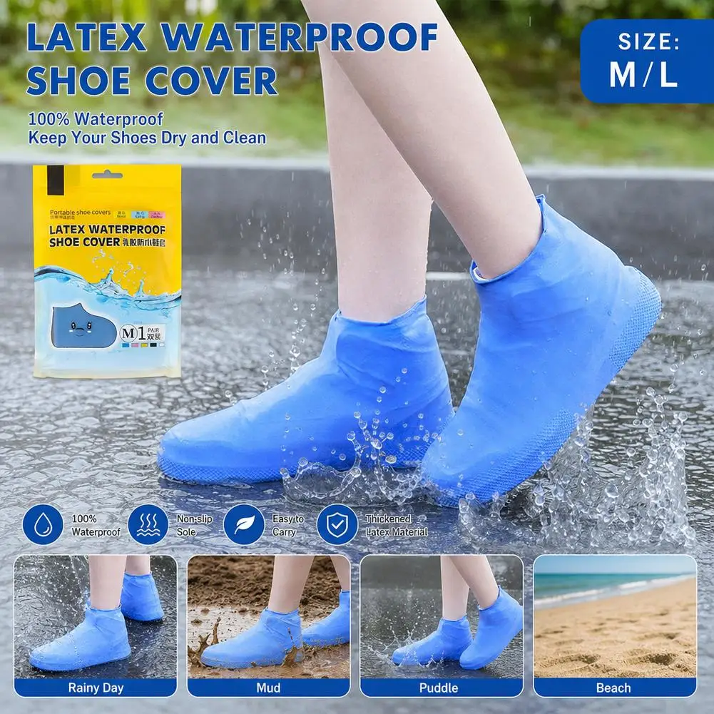 Waterproof Silicone Shoe Cover Thickened Latex Rain Boots Anti Slip Reusable Overshoes Portable Outdoor Rainy Day Protector