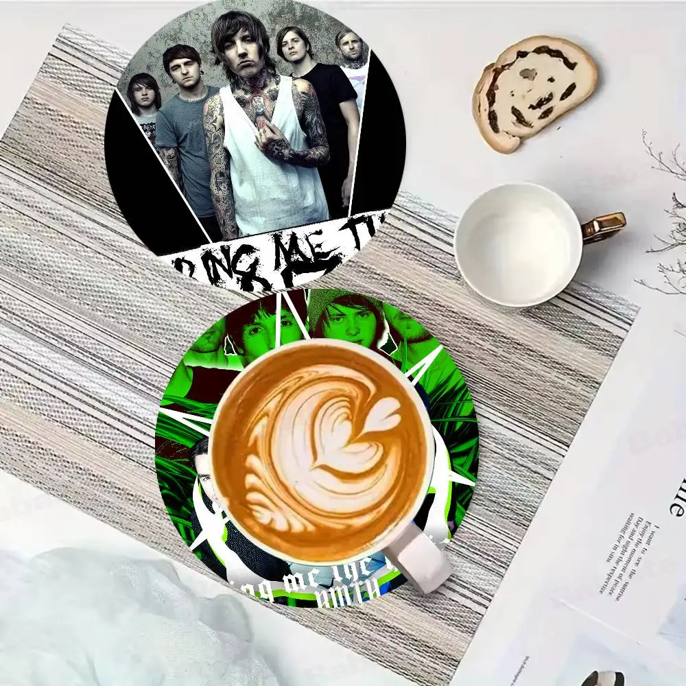 Metalcore band B-Bring Me The H-Horizon Wood Coasters Colorful Round Coaster Non-slip Heat Insulation Coffee Mats Home