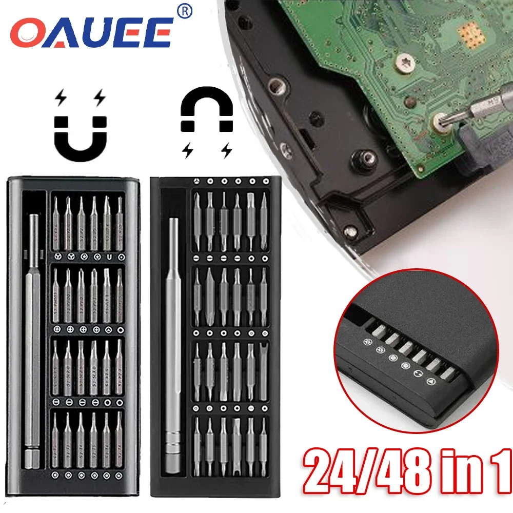 

Набор отверток 24/48 в 1, домашние прецизионные Магнитные Отвертки в алюминиевой коробке, ручные инструменты для ремонта электрических ноутбуков, телефонов и компьютеров