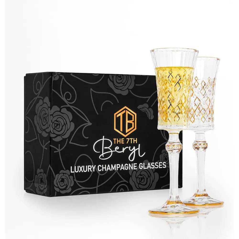

Champagne Glasses Set of 2 for Wedding Couples, Ideal for Special Occasions