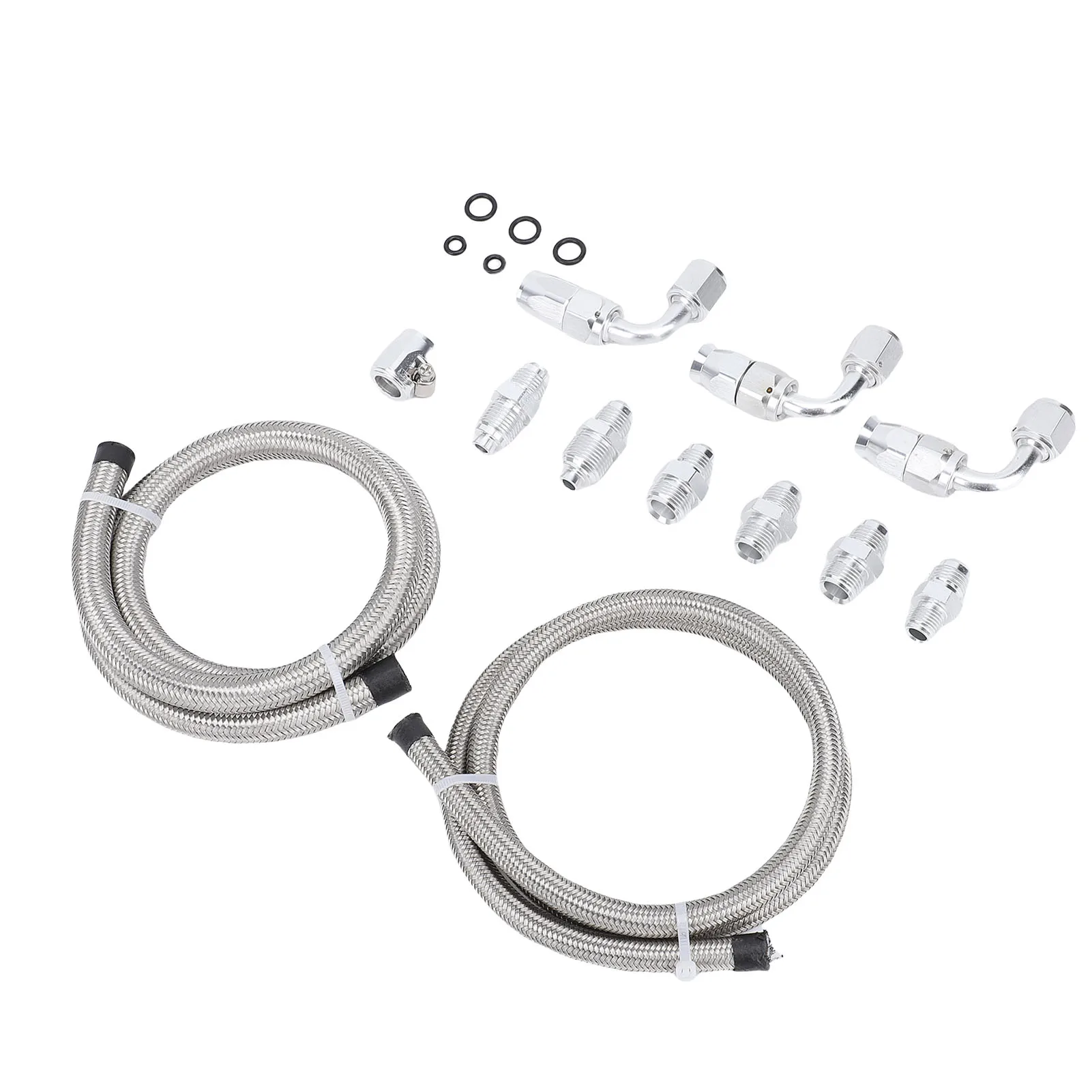 

25 Inch 6AN Power Steering Pump Hose Kit Nylon Stainless Steel Waterproofing Replacement for C10 LS Swap Connects Type 2