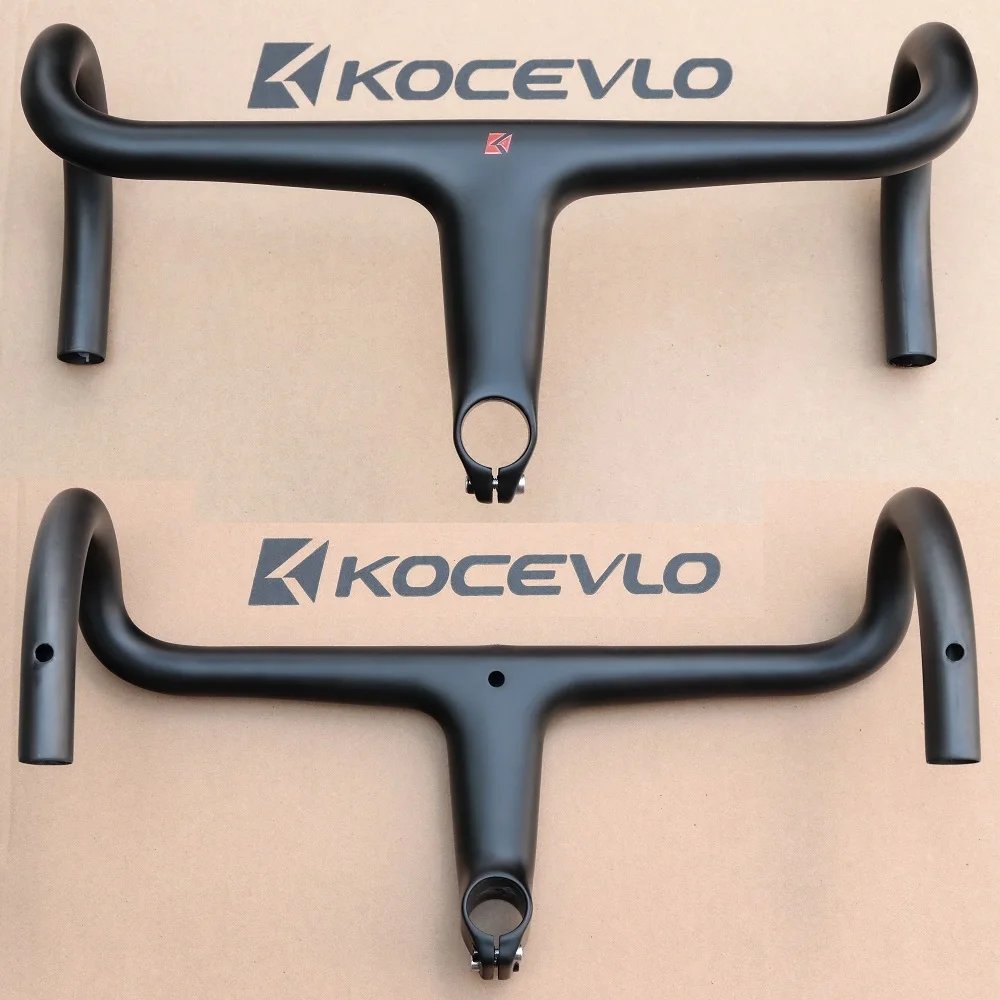 KOCEVLO bicicleta de carretera ultraligera 230g vástago de fibra de carbono manillar de bicicleta integrado para 28,6mm con espaciadores mango de ciclismo