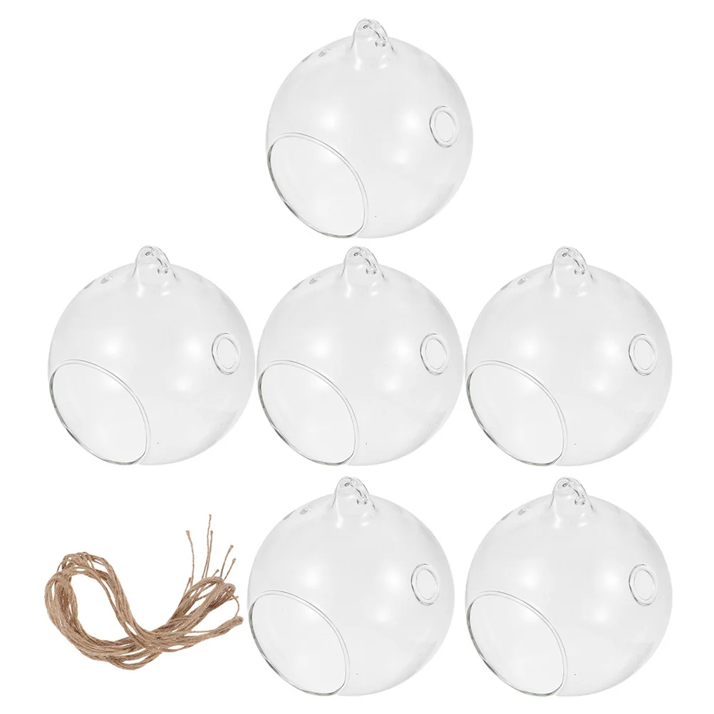6 Buah Tempat Gantung Bola Kaca untuk Dekorasi Liburan, Tempat Lilin Teh dengan Bukaan Besar, Aman, Kokoh, dan Tahan Lama
