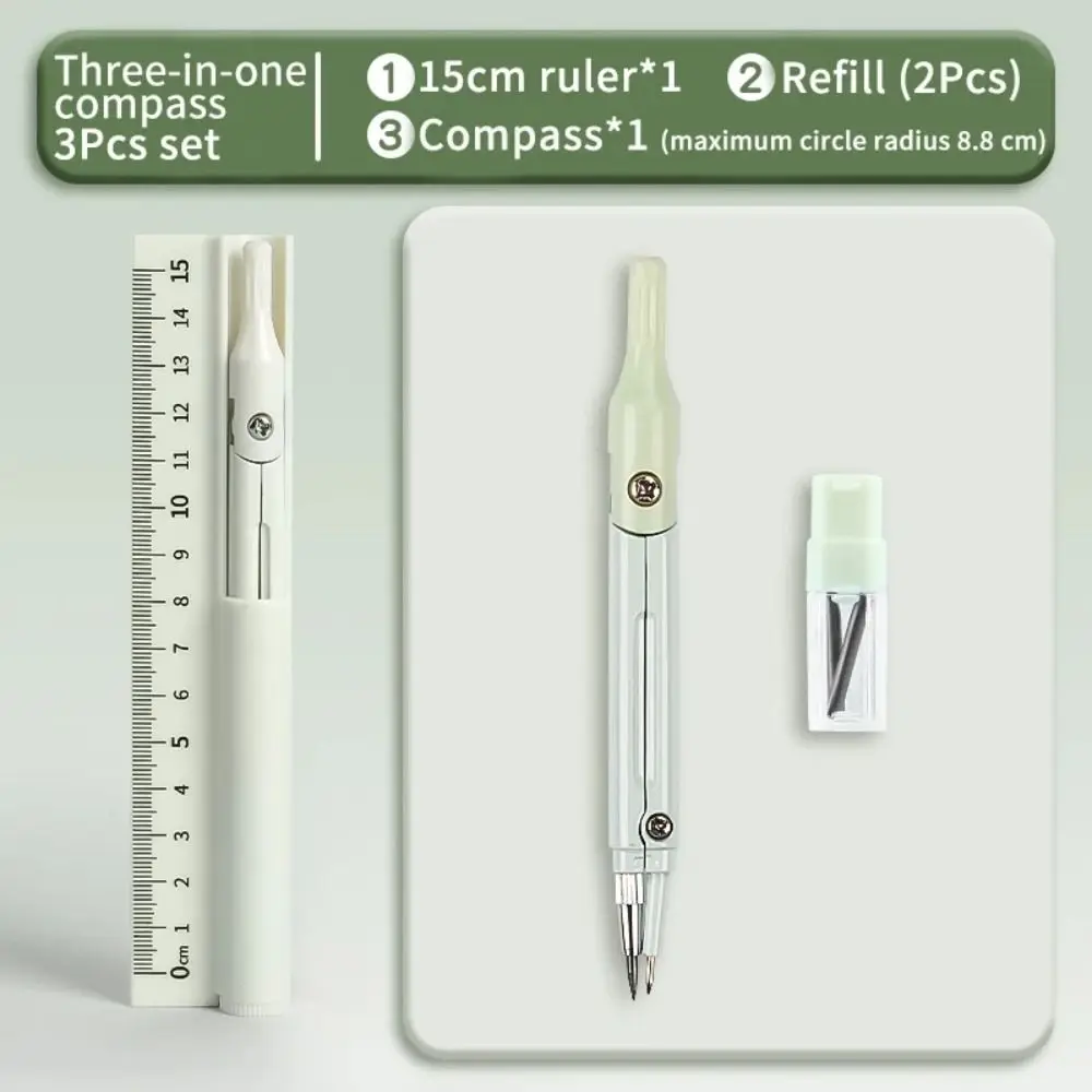 Lápis ajustável Compasses para Estudantes, Régua de Metal, Compasses Profissional, Desenho Esboço, Geometria Tool, 3 em 1