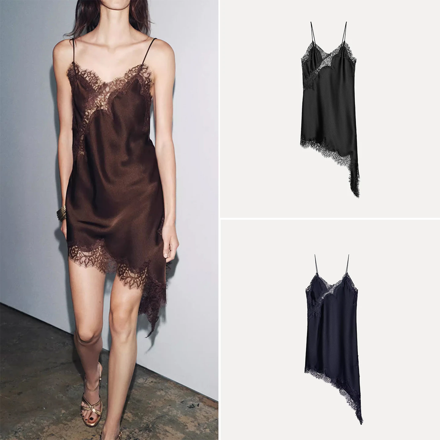 เสื้อผ้าผู้หญิง Z Faionable แบบไม่สมมาตร แต่งลูกไม้ Dr. Ele Personali หรือวัสดุอื่นๆ 00% สำหรับฤดูใบไม้ร่วง