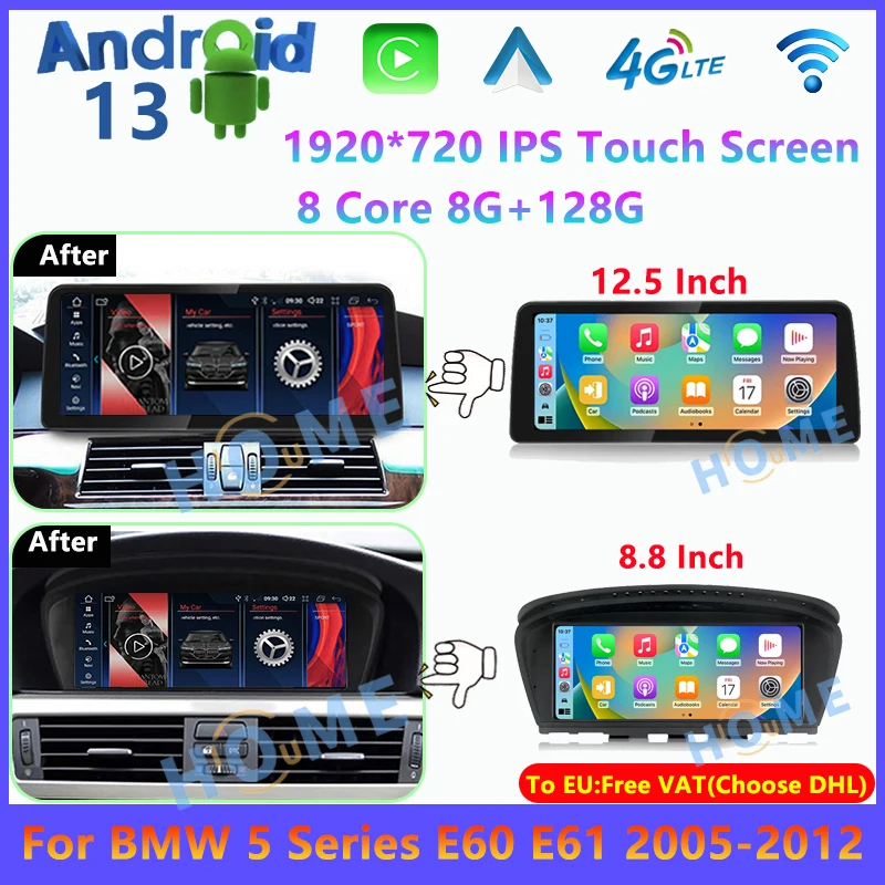 

8.8" 12.3" Android 13 For BMW 5 / 3 Series E60 E61 E62 E63 E90 E91 Car Carplay Monitors Multimedia Stereo Speacker Radio Player