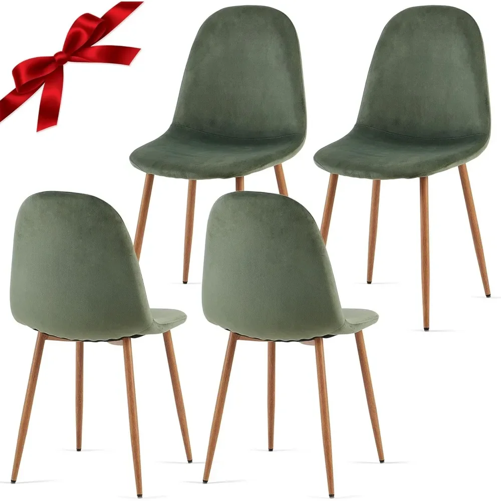 

Kitchen Chairs with Metal Legs for Living, Bedroom, Restaurant - Green Chairs for Dining Room, Chair Set for 4