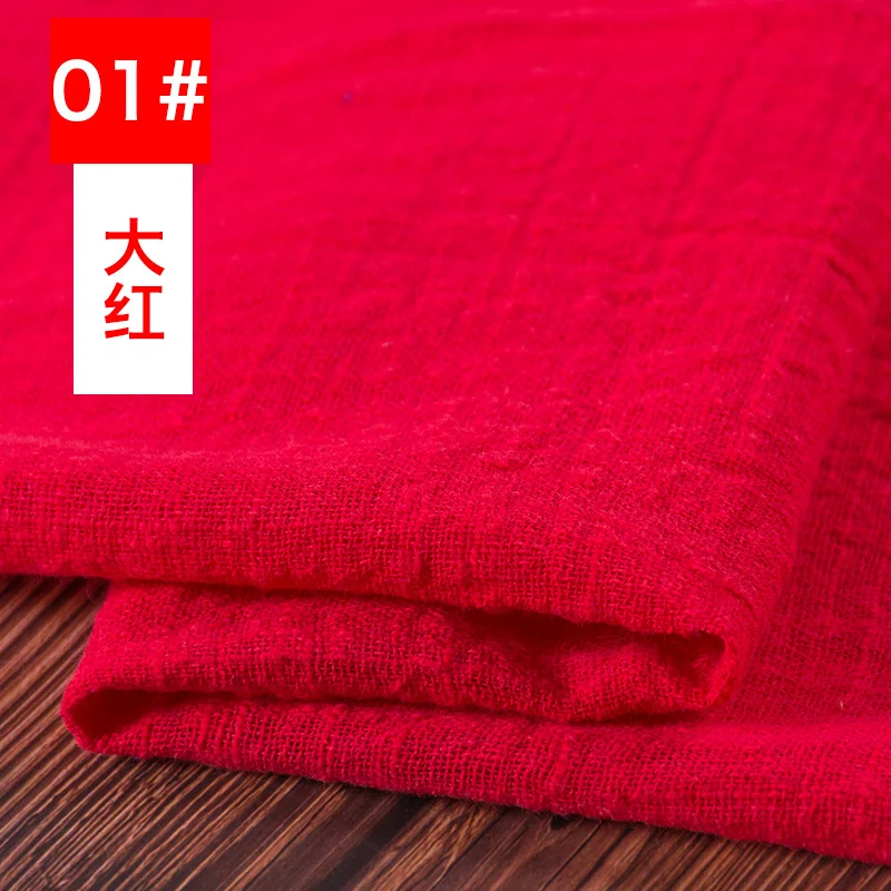 50x135cm Solid Color Cotton Linen Fabric Handmade Clothes Dress Bamboo Crepe Slub Fashion Clothing DIY Sewing Craft Material