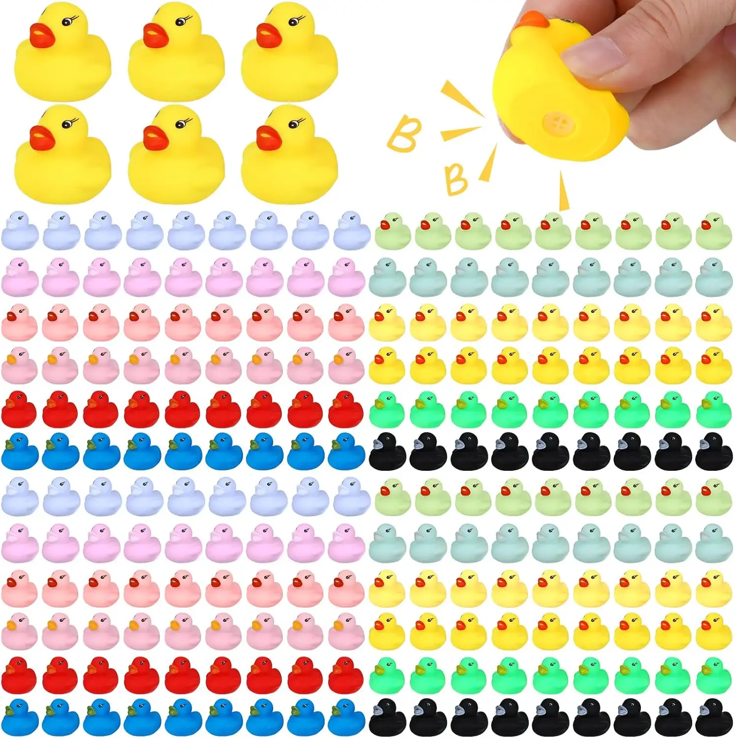 600Pcs Mini Rubber Duck in Bulk Bath Toys Set Bulk Mini Colorful Ducks Baby Shower Toy Birthday Party Decorations Summer