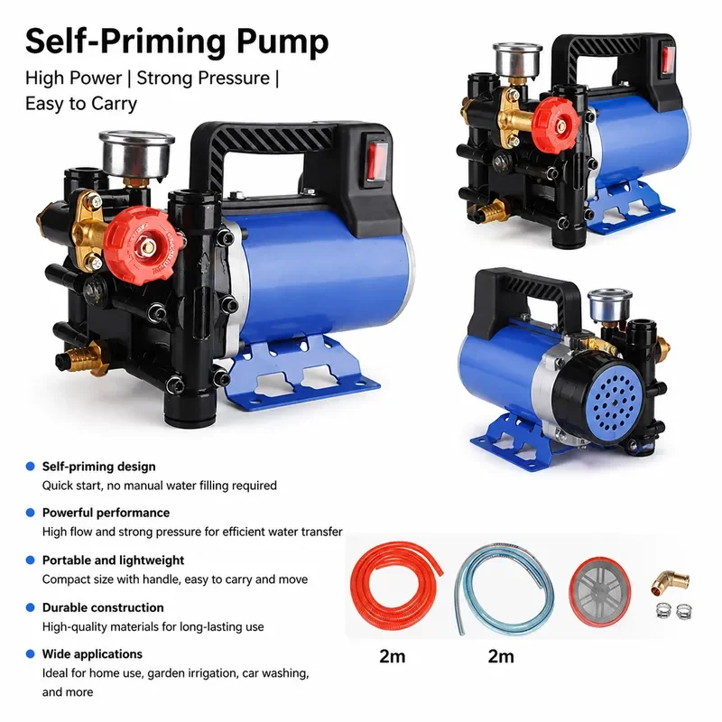 High Pressure Electric Water Pump Double Cylinder Piston Sprayer for Agriculture Irrigation Car Wash Cleaning 12V 24V 48V 60V