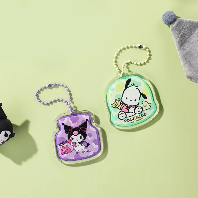 10pcs Sanrio Drip Glue Keychain Wholesale Cartoon Pattern Creative Kuromi Pochacco Keychain Student Key Chain Accessories Decor