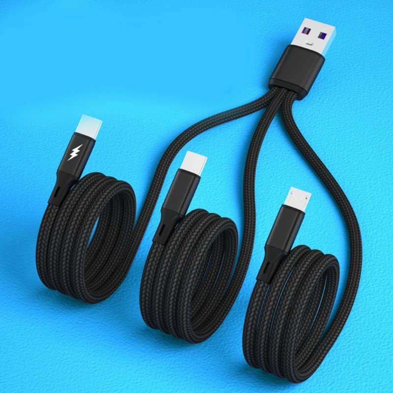 Multi Cable Braided Universal 3 in 1 Multiple USB Cable Charging Cord with Type-C Micro USB Port Connector