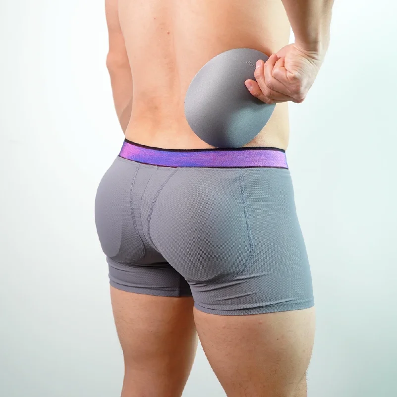 Men's Underwear Padded Buttocks Boxer Trunk with Butt Pads, Breathable Mesh, Long Boxer Shorts, Elastic and Comfortable