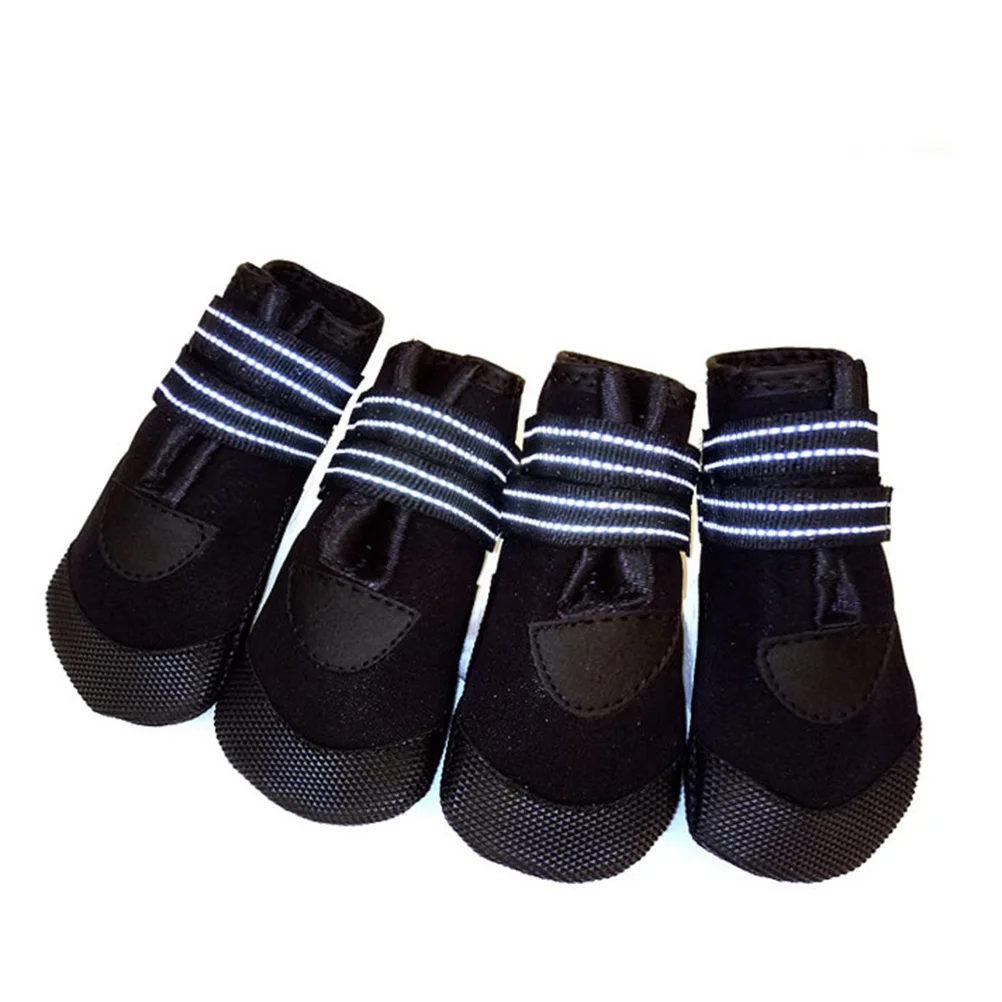 

4Pcs Warm Waterproof Pet Dog Boots Diving Fabric Non Slip Reflective Night Safety Shoes Small Large Waterproof Dog Boots