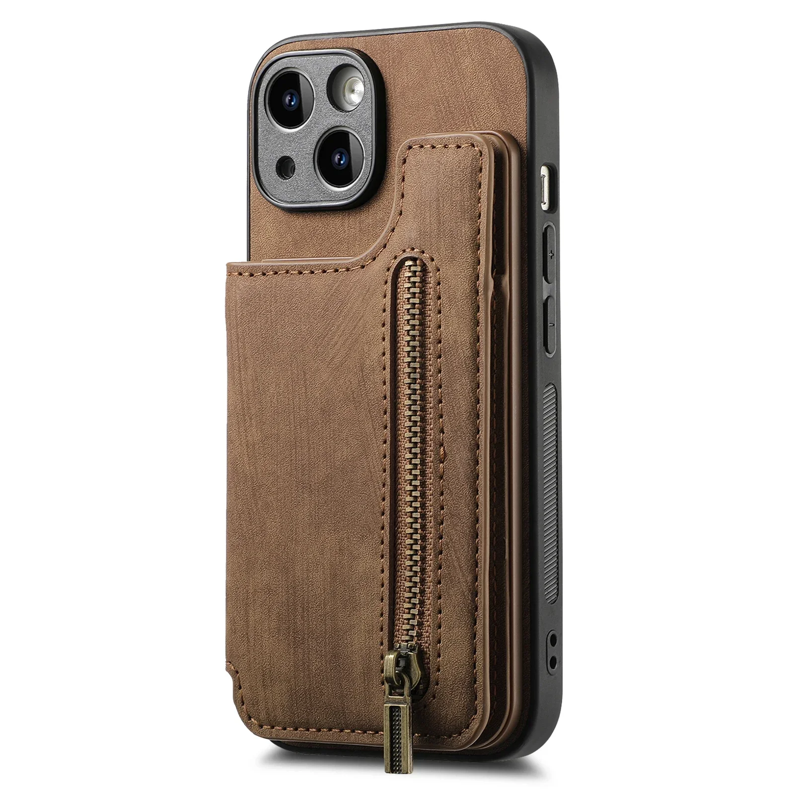 Rits Kaarten Solt Portemonnee Lederen Case voor IPhone 17 Air 16 15 13 Pro Max 14 Plus 16Pro I Telefoon i16 Magnetische Dubbele Gesp Cover