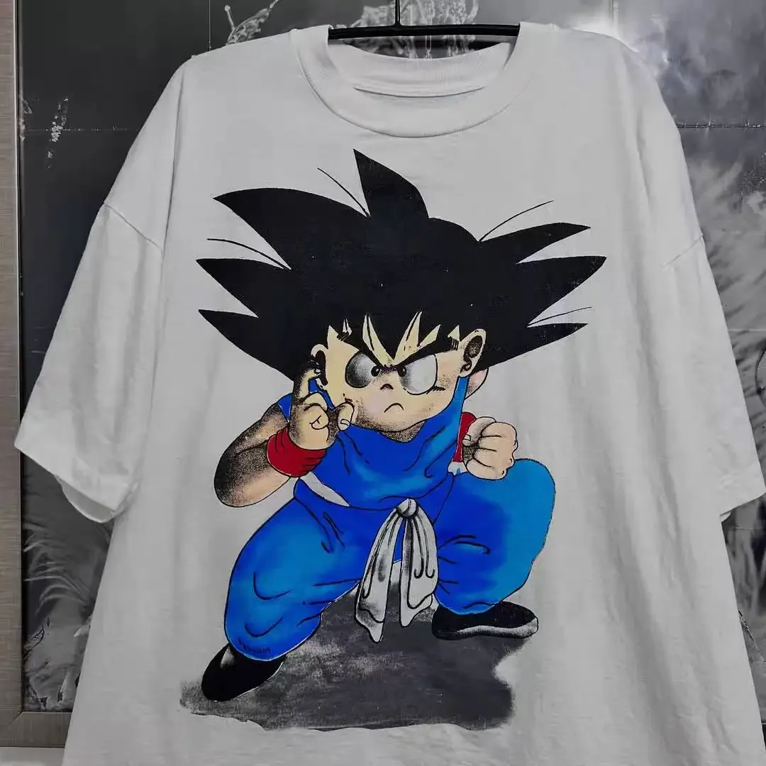2025 男性原宿服アニメドラゴンボールコスプレ Tシャツ綿半袖ルーズ特大カジュアルスポーツフィットネス Tシャツ