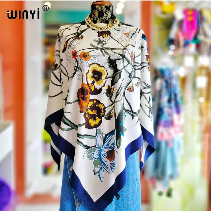 Winyi 2023 Hoge Kwaliteit Afrika Fashion Blogger Raden Populaire Bedrukte Kaftan Maxi Jurken Losse Zomer Strand Bohemian Jasje