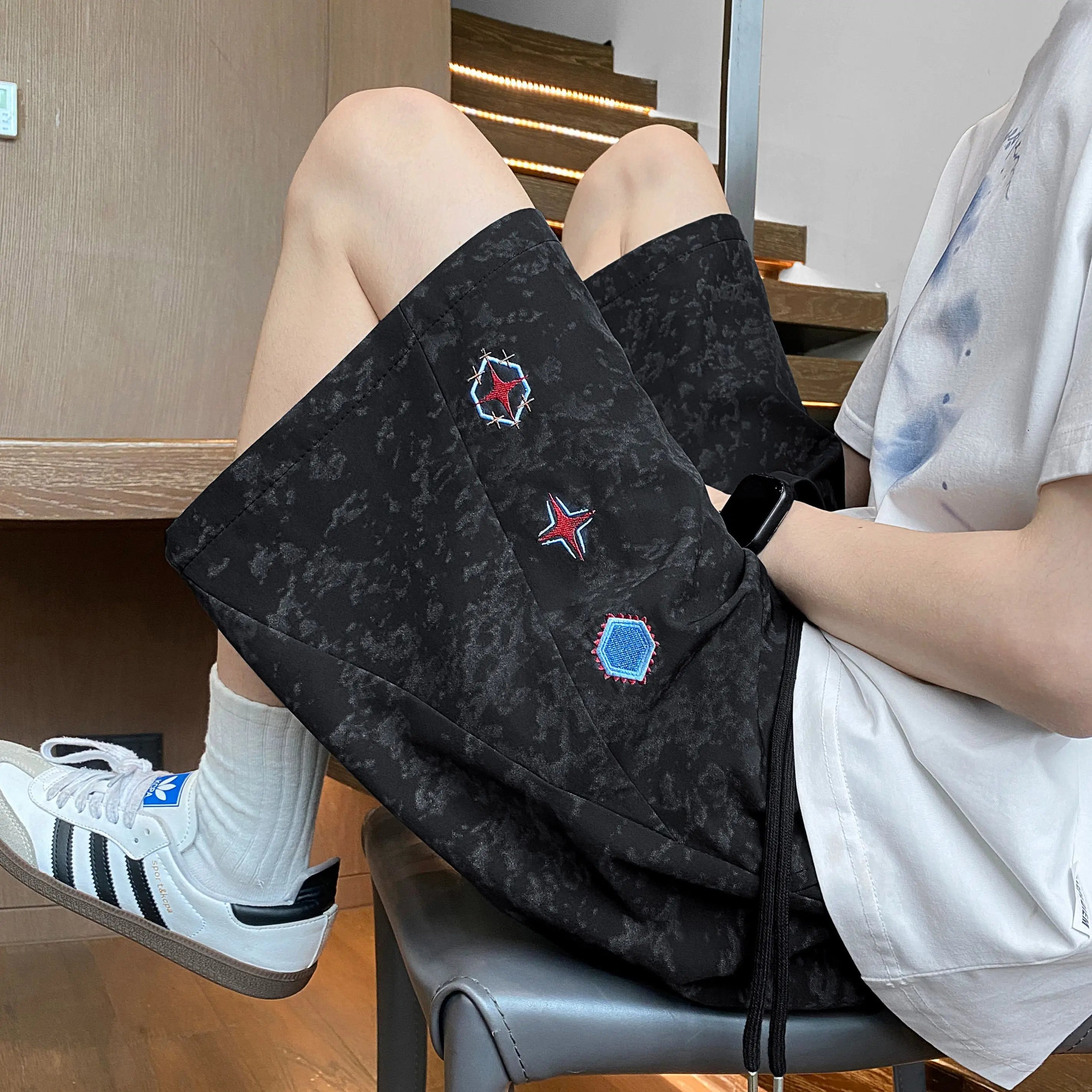 Trendy Sporty Men's Shorts Casual Summer Quick Dry Beach Five Inch Pants Large Size Straight Leg Micro Stretch Polyester Fiber