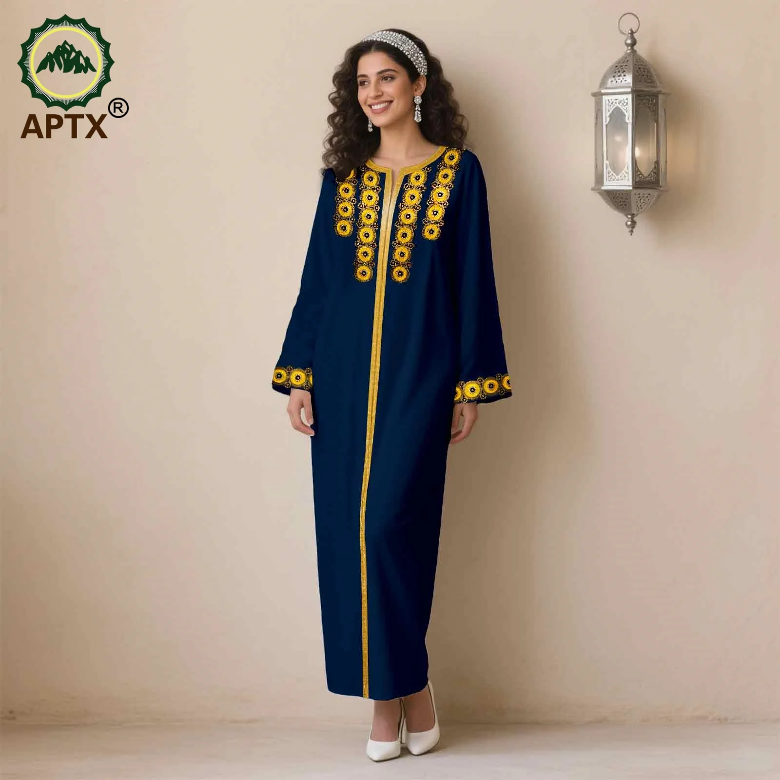 Eid Women Dress Abaya Chiffon Flare Sleeve Appliques Caftan Muslim Robe Jalabiya Ramadan Morocco African Women Robe 2524006