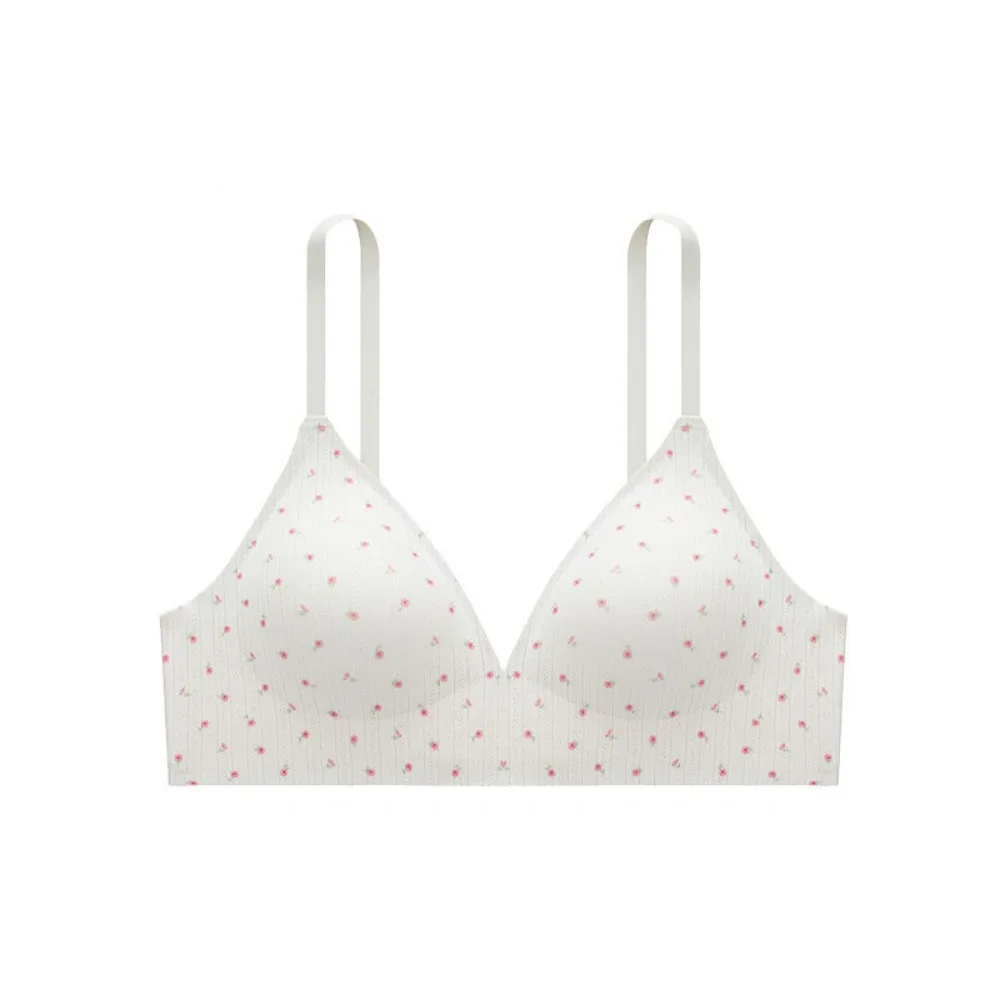 

Fashion Flower Wireless Deep V Bra Push Up Shockproof Underwear for Women Anti-sagging Sweet Seamless Bra Girls