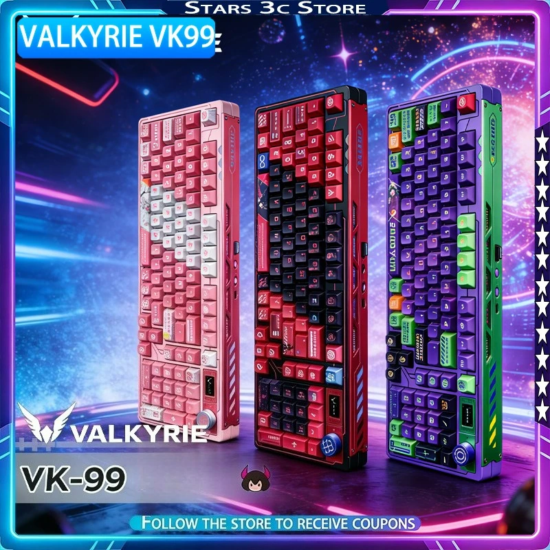 VALKYRIE VK99 Mechanical Keyboard Wireless Tri-Mode RGB Backlit Hot Swap Multi Functional Knob with Color Screen Gaming Keyboard