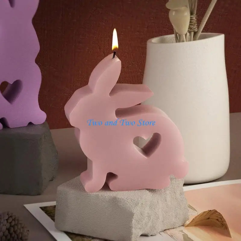 

HX6F DIY Rabbit Silicone Mold Large Love Heart Cake Chocolate Molds Making Tool Easter Decoration