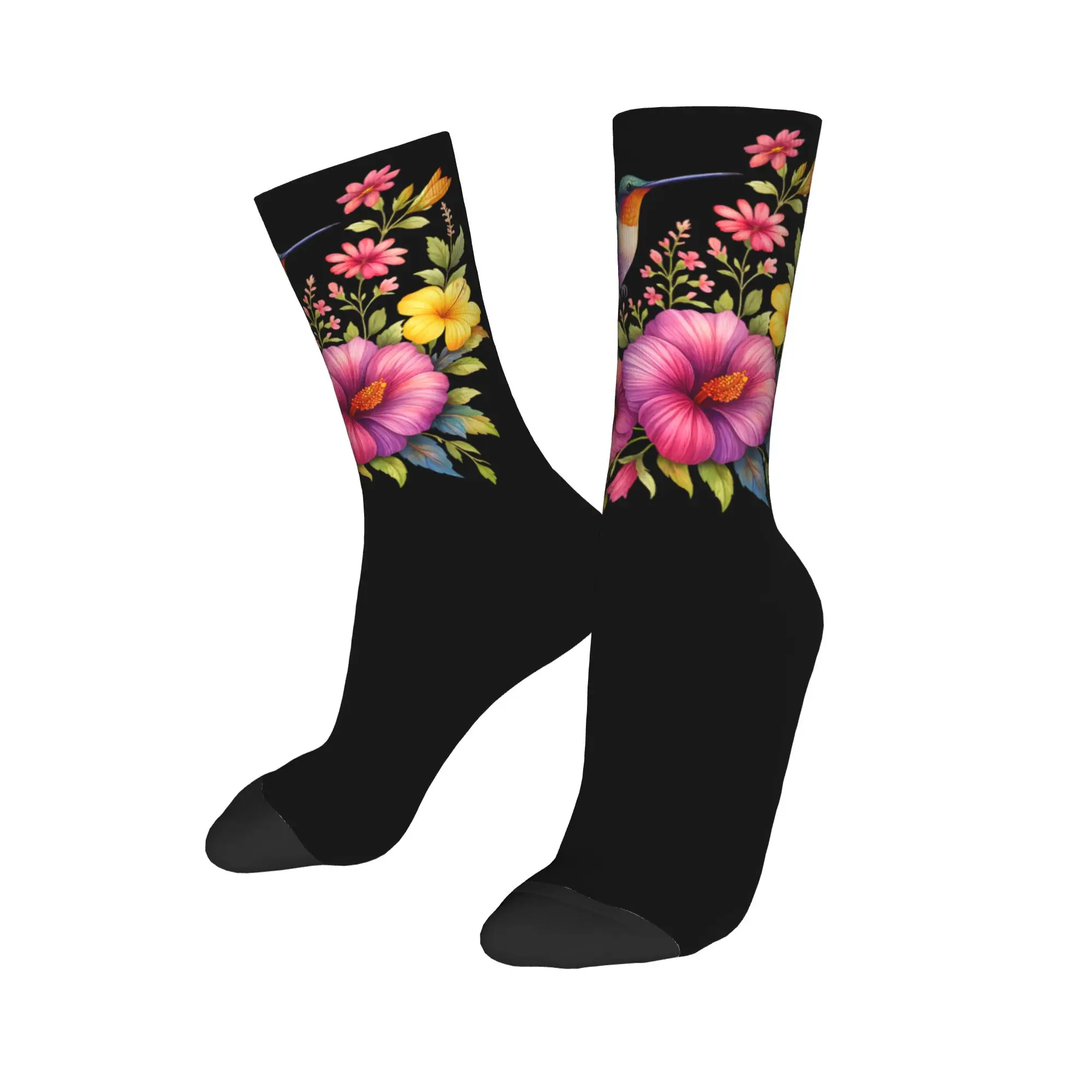 Winter Warm Funny Women Men Hummingbird Animal Lover Art Tropical Bird Socks  Non-slip Football Socks