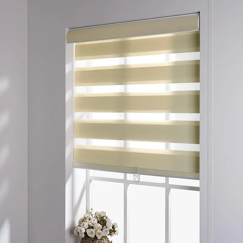 

2025 New Blinds Filtering And Sunscreen A Class Fabric Easy Install Double Layer Manual Spring Cordless Zebra Blind For Windows