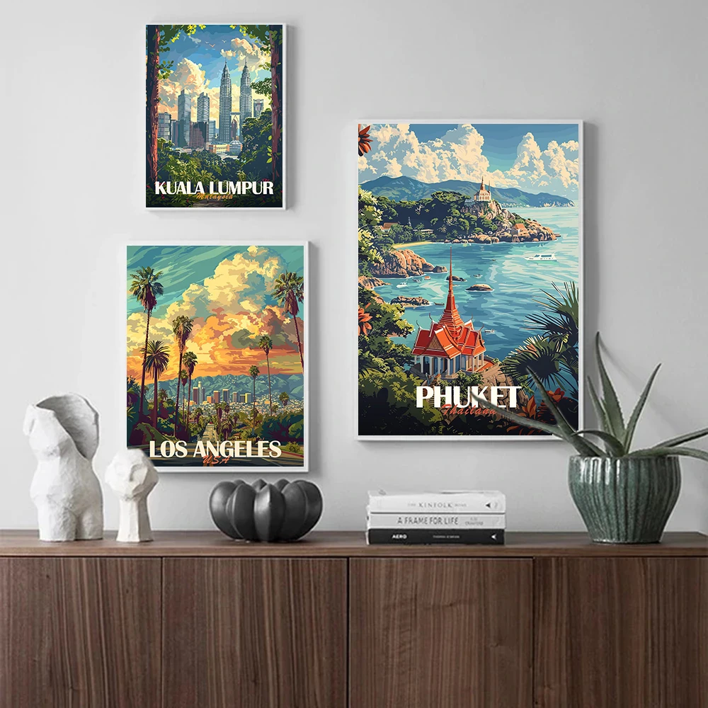 現代の休日の観光都市旅行ポスター北欧ヴィンテージ旅行愛好家キ - Home Decor Vietnam のレビューと価格