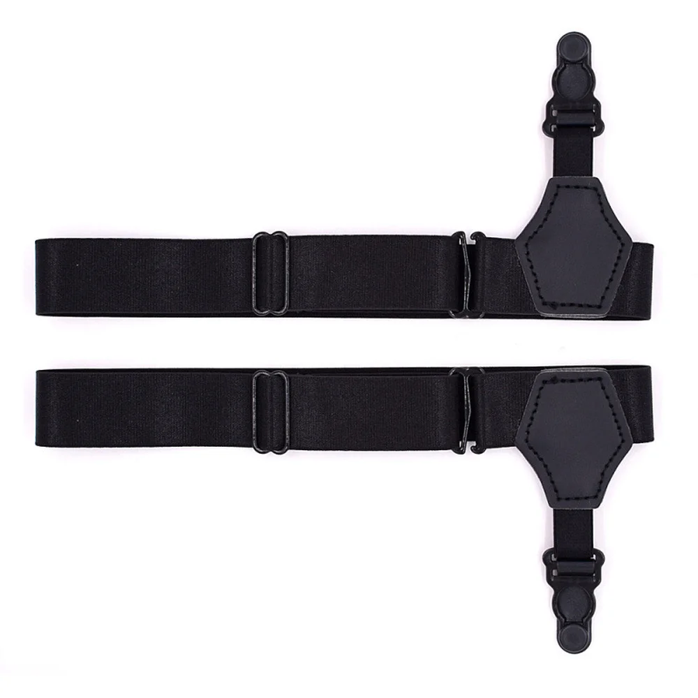 2pcs Black Sock Garters Belt for Men Women Thick Thin Socks Adjustable Elastic Non-Slip Clips Suspenders Braces Holders Hold-Up